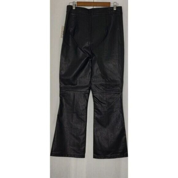 Free People Sasha Vegan Leather Kick Flare Pants Black 12 NEW - Picture 10 of 11